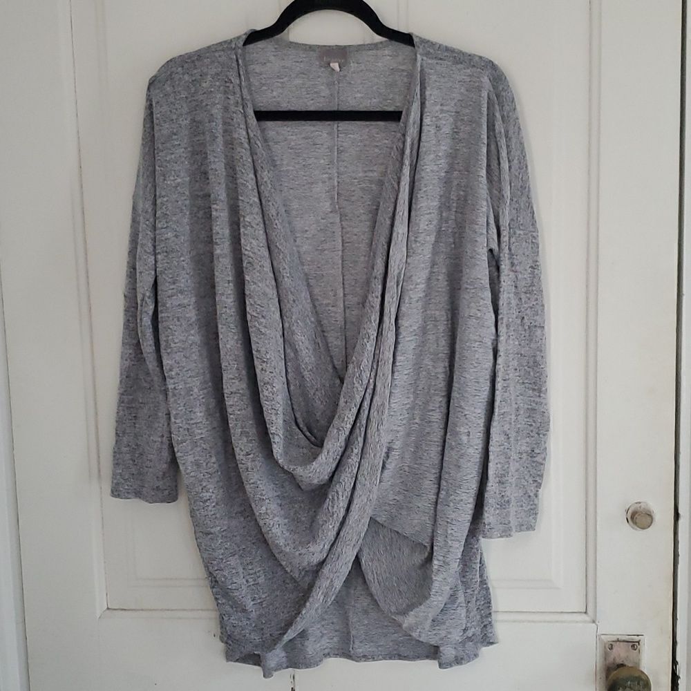 Anthropologie Braeve Twist Front Grey Top